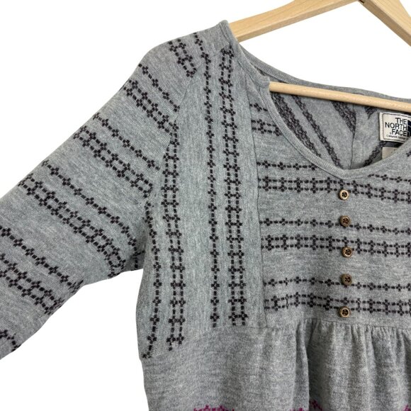 The North Face Knit Wool Blend Pullover Sweater Large Nordic Gray Baby Doll - Picture 4 of 9